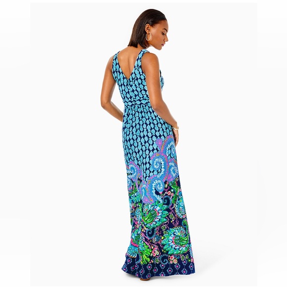 NWT Lilly Pulitzer Giorgina Maxi Dress in Multi Ride The Wave Engineered - Picture 3 of 3